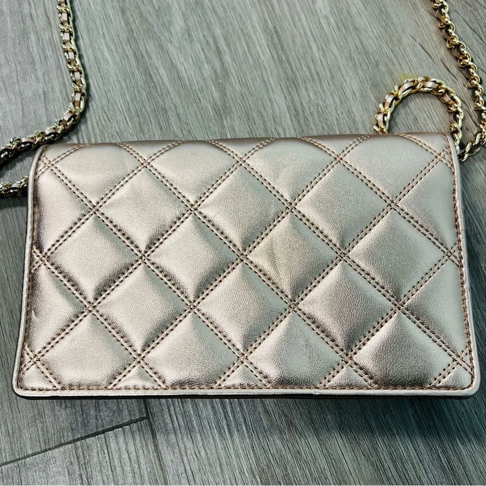 Tory Burch Savannah Chain Flat Wallet Rose Gold Crossbody Bag - Picture 6 of 11